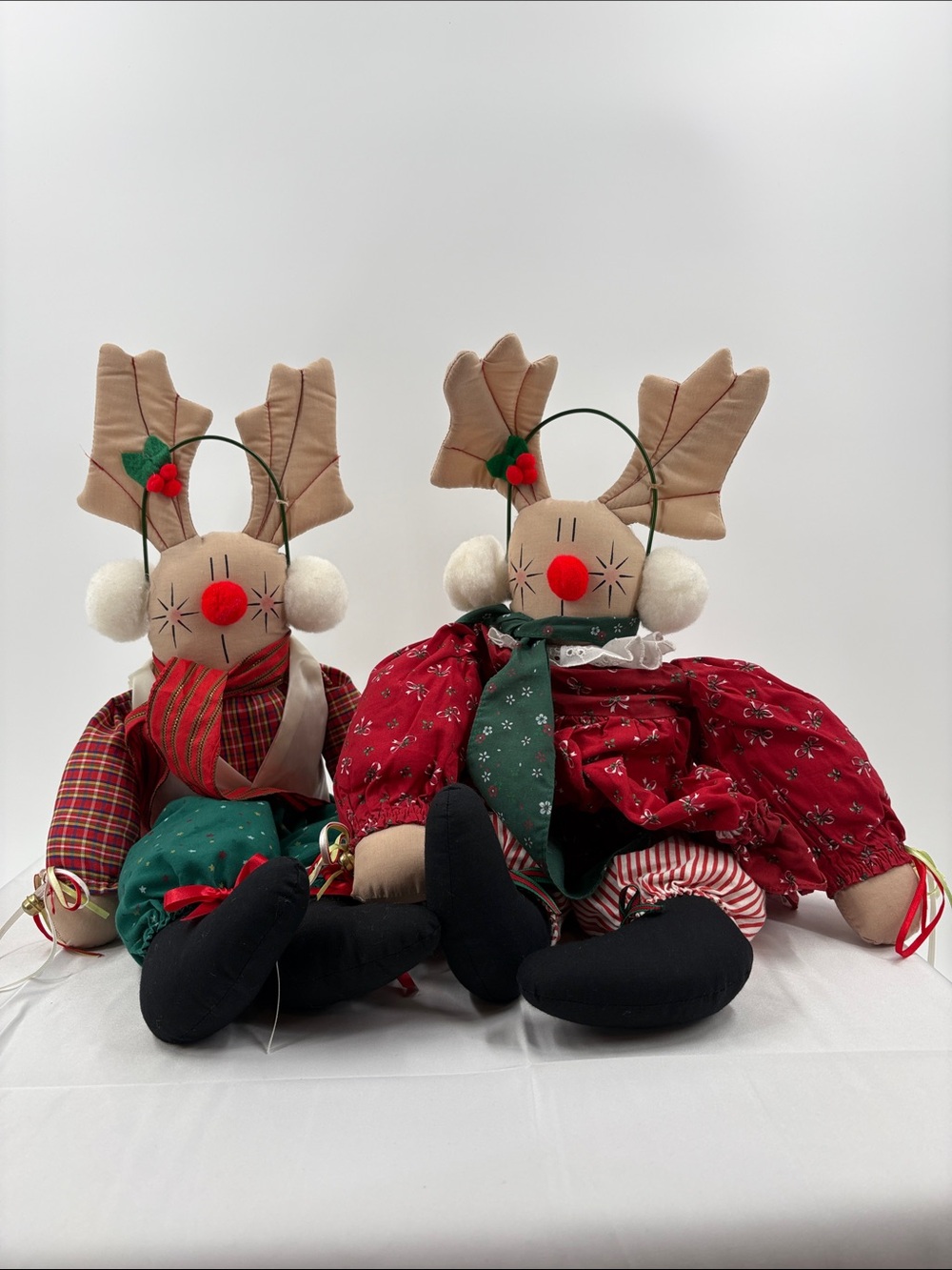 Holiday Reindeer Dolls in Red and Green